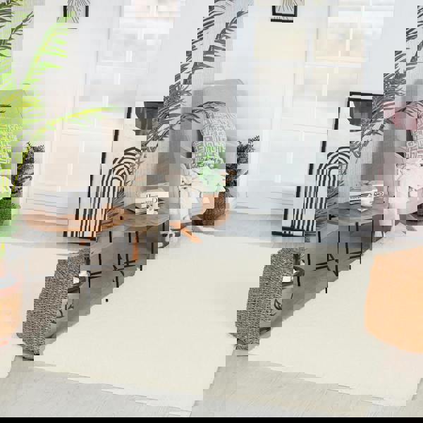 Livabliss Moda Shag-Solid Color Cream Plush Soft Pile Rug