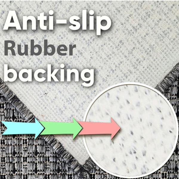 Non-Slip Dark Grey Kitchen Rug Plain Solid Design Flat Weave Sisal Look Mat and Runner