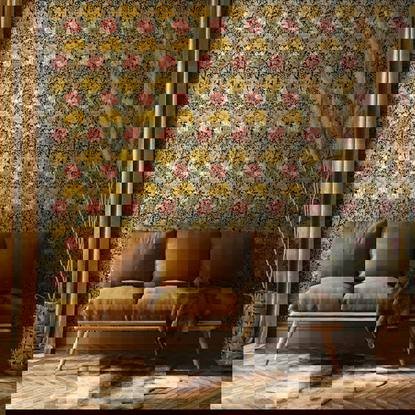 Hoopla Walls Chrysanthemum  - Ginger 10m Wallpaper