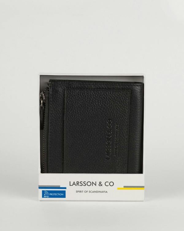 Larsson & Co Embossed Bi-Fold Leather Wallet With Zip Pocket