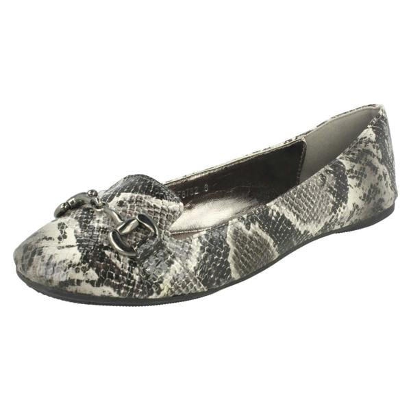 Spot On Ladies Spot On Flat Snake Print Ballerina