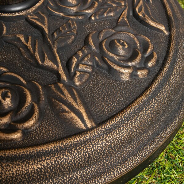 Samuel Alexander 9kg 45cm Bronze Cast Iron Effect Garden Patio Parasol Base with Rose Design
