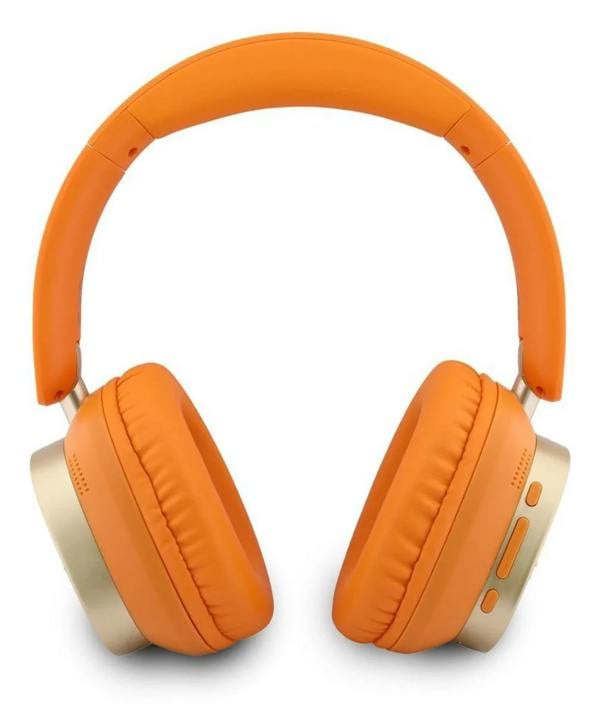 Guess Rectangle Metal Script Logo ENC On Ear Wireless Headphone Orange - GUBHV28HGCSMO