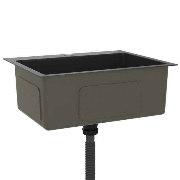 Berkfield Handmade Kitchen Sink Black Stainless Steel
