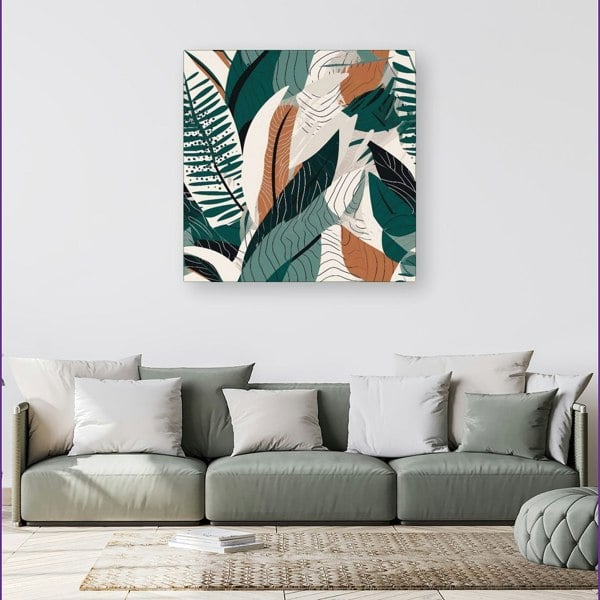 Warren Reed Autumn Tropical Leaves Green Brown Canvas