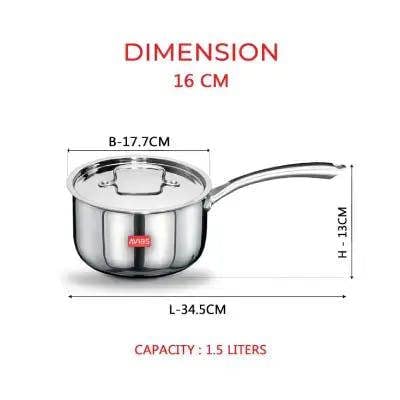 AVIAS TRIPLY SAUCEPAN WITH SS LID 16CM (1.5L)