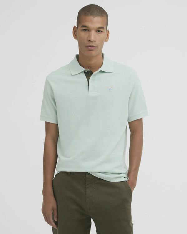 Barbour Tartan Pique Polo Shirt - Mint Blue
