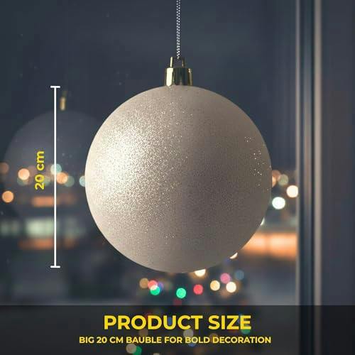 2cm White Glitter Christmas Bauble for Tree and Home Festive Display Decoration image 7