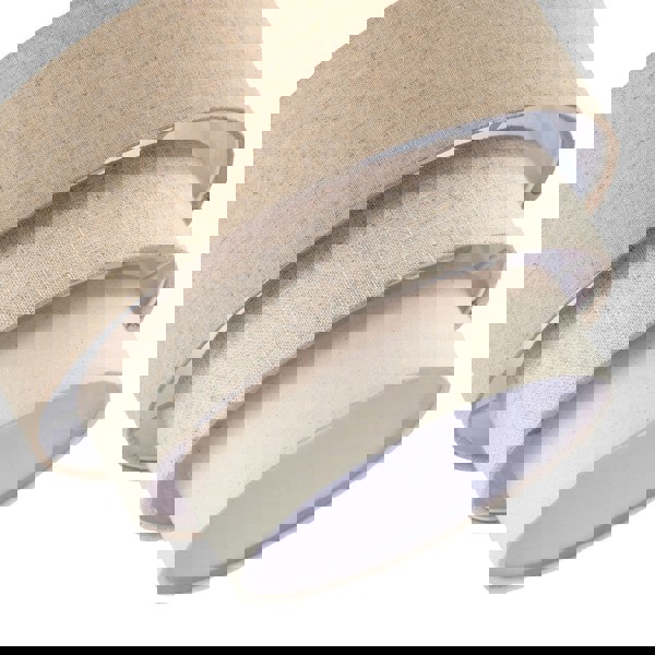Contemporary Round Triple Tier Beige and Oatmeal Linen Pendant Shade Image 4