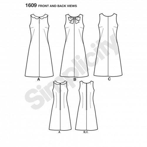 Simplicity Sewing Pattern 1609, Dresses, Vintage Style for Women, H5 (6-8-10-12-14) - Easy