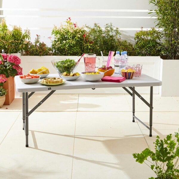 Neo White Folding Picnic Table Portable 4FT Extendable Height