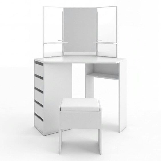 Kosy Koala Corner Dressing Table with Mirrors and Stool Makeup Vanity Mirror Hollywood Table