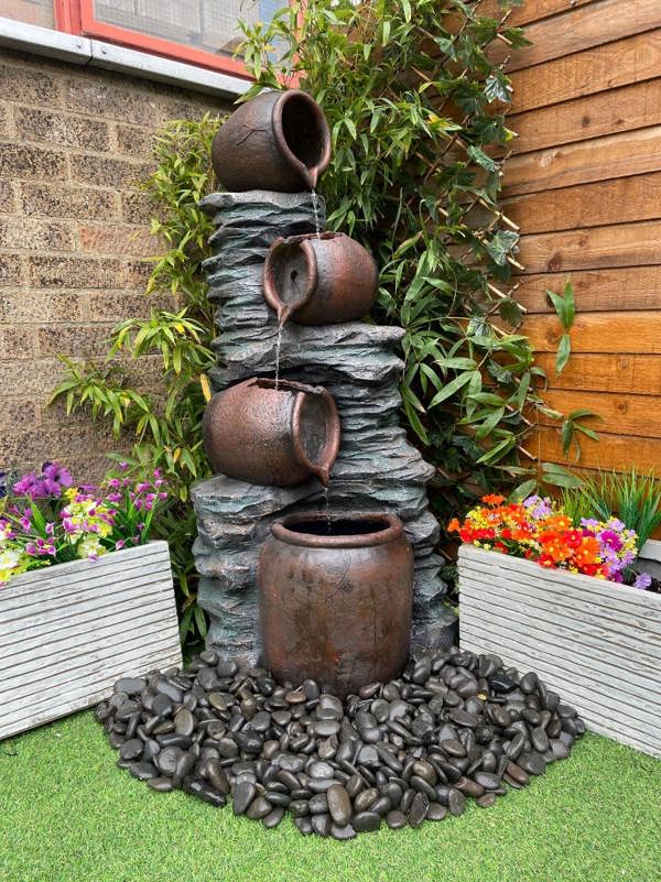 Tranquillity Water Features 4 Pouring Jugs on Rock Traditional Water Feature