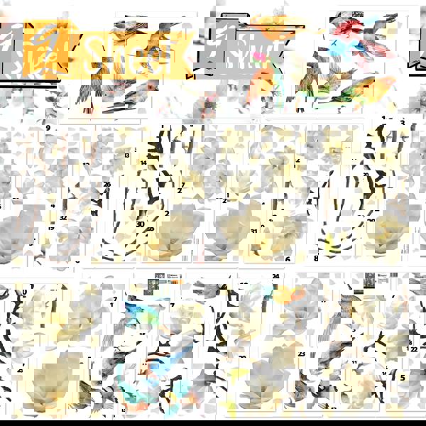 WALPLUS WSW6023 - White Magnolia Flowers with Birds Window Clings