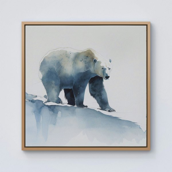 Warren Reed Polar Bear Watercolour Framed Canvas