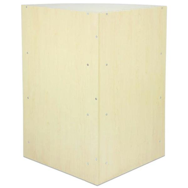 Retail Shop Corner Counter LM60 in light maple finish, featuring a sleek, modern design with smooth edges and visible metal fasteners