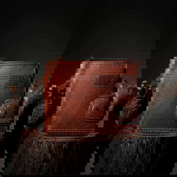 Lifestyle view of Brown leather wallet