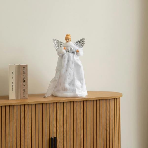 Samuel Alexander 45cm Large White Christmas Angel with SIlver Wings Tree Topper