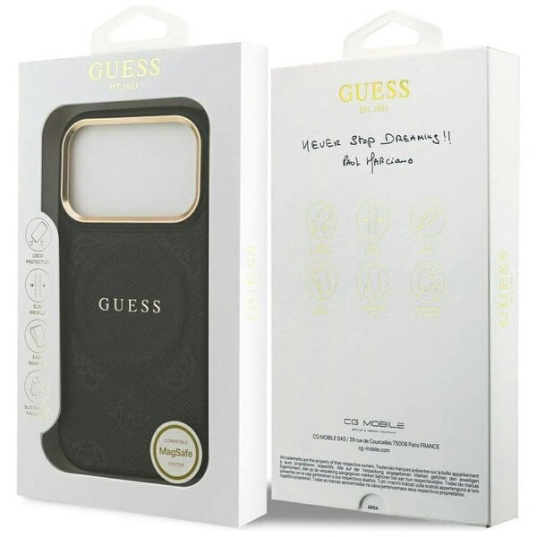 Guess Peony Hot Stamp Case with MagSafe for iPhone 17 Pro 6.3" Black - GUHMP17LPSAMSECK