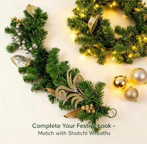 2m Champagne and Silver Christmas Garland for Elegant Home and Seasonal Decorating image 8
