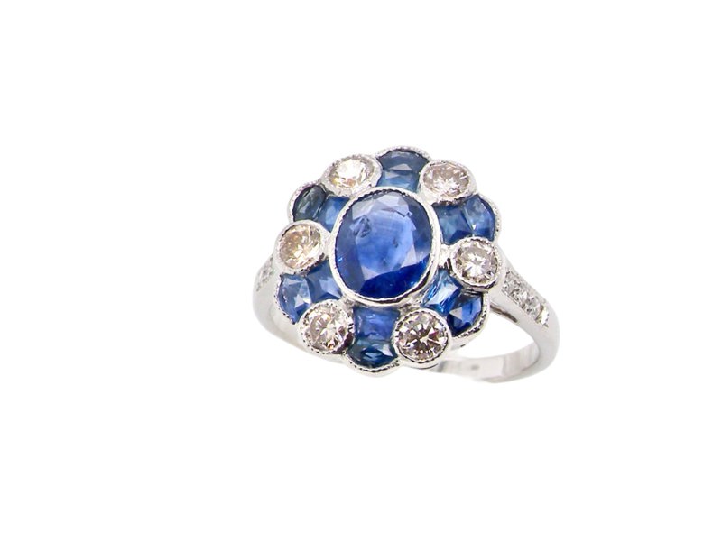 Vintage Tom A fine Sapphire and Diamond Cluster Ring