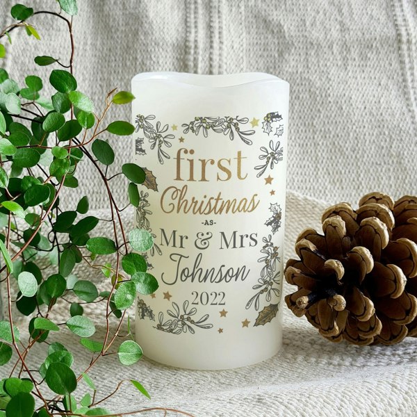 Personalised Memento Company Personalised First Christmas LED Candle