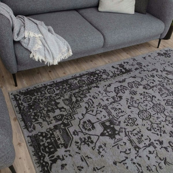 Machine Washable Flatweave Rug black colour