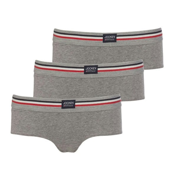 Jockey Cotton Stretch 3-Pack Hipster Briefs, Stone Grey