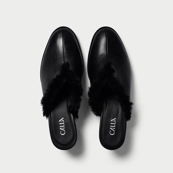 Calla Eden Shoes - Black Leather and Fur