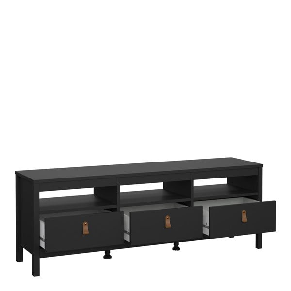 Furniture To Go Barcelona TV Unit 3 Drawers in Matt Black