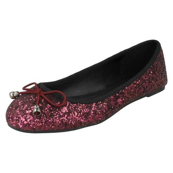 Spot On Ladies Spot On Glitter Ballerinas