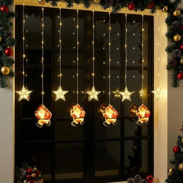 Garden Greatness Christmas Twinkling Star Curtain Lights
