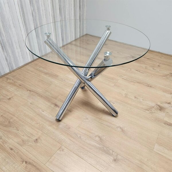 Kosy Koala Dining Table Clear Glass Kitchen Place for 4 Seats, Dining Table Only (Clear H 75 x L 90 x W 90 cm)