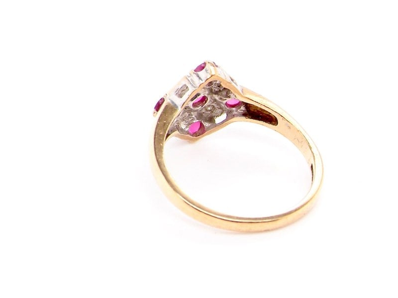 Vintage Tom A 9 carat gold ruby and diamond cluster ring