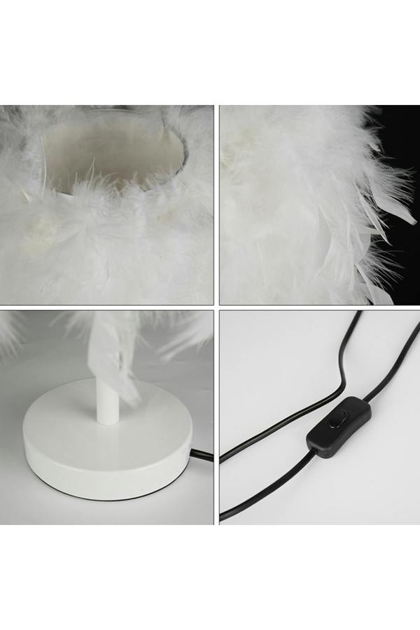Living and Home Modern Feather Bedside Table Lamp