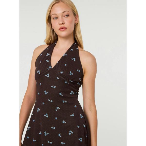 Pink Vanilla Floral Polka Dot Mesh Halter Dress