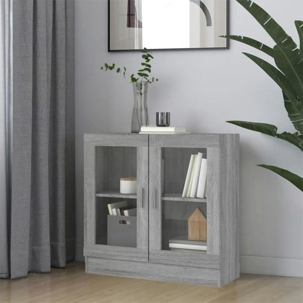 Berkfield Vitrine Cabinet Grey Sonoma 82.5x30.5x80 cm Engineered Wood