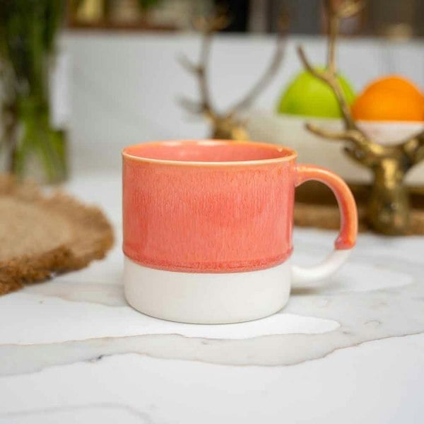 Scandi Home Set of Two 480ml Terra Fusion Coral Reactive Glazed Ceramic Mugs