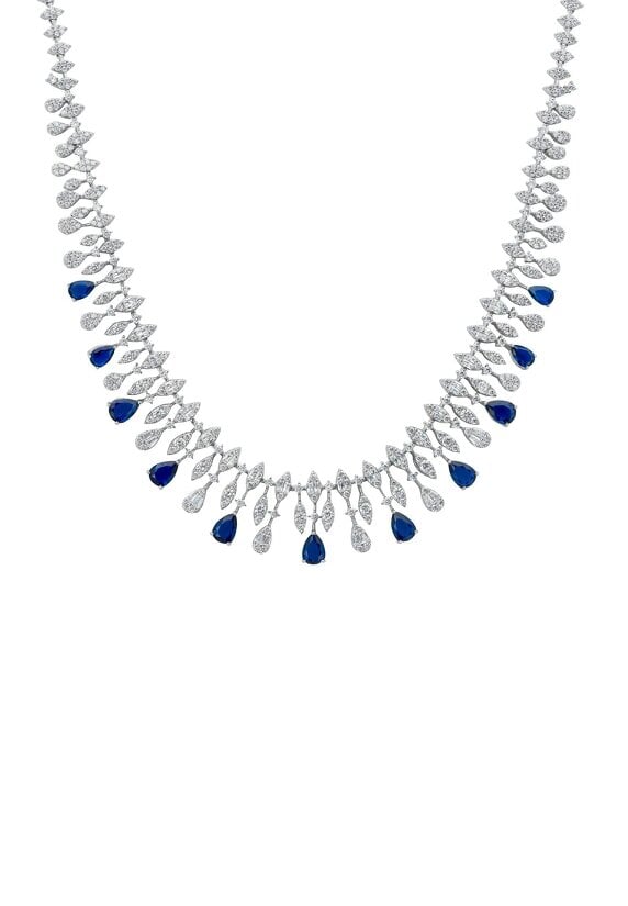 Latelita Duchess Sapphire Statement Necklace Silver