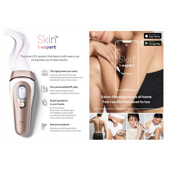 Braun Smart IPL Skin expert, At Home Hair Removal, Pouch, Venus Razor, 2 Heads, PL7147