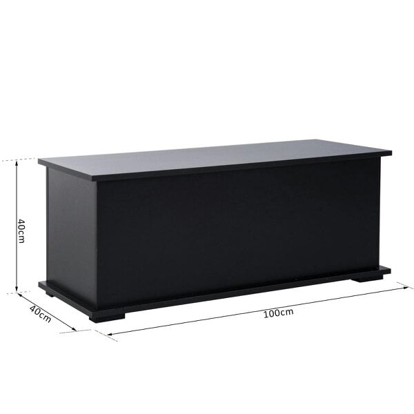 Wyld Haus Leretteo Black Large Storage Chest With Flip Top Lid And Safety Hinges 113 Litre