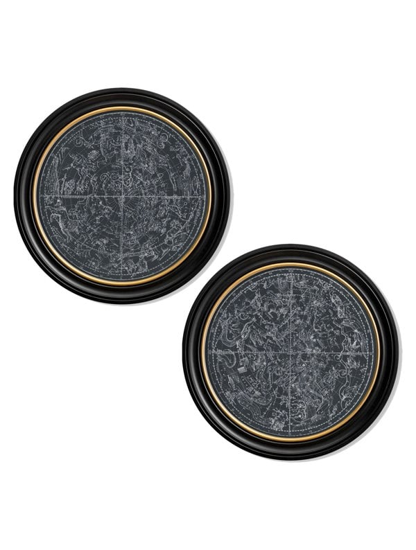 Exceptional Art c.1800 Map of Constellations - Round Frame