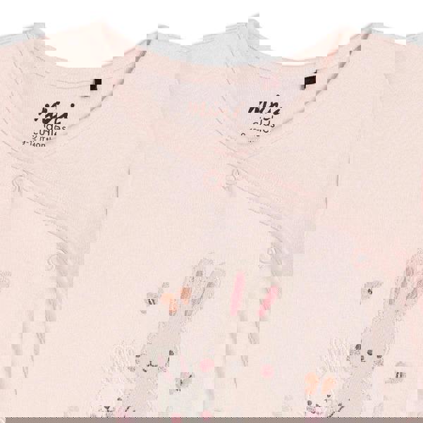 Mini Cuddles Baby Girls Rabbit Embroidered Sleepsuit, Pink