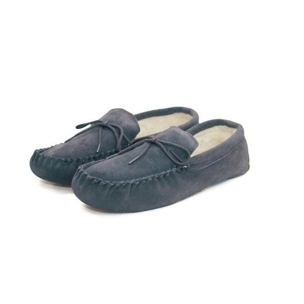 Eastern Counties Leather Unisex Wool-blend Soft Sole Moccasins - Navy