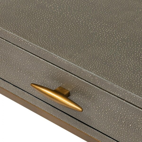 Wyld Haus Mandalo Taupe Shagreen and Brass One Drawer Side Table