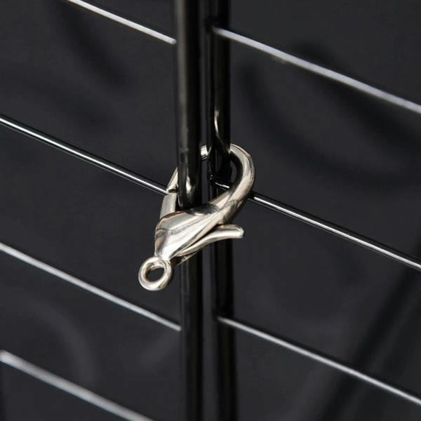 Black wire pet playpen connector with linked metal ring clasp