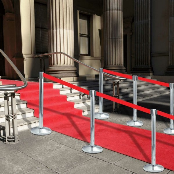 Berkfield Stanchions with Belts 4 pcs Airport Barrier Stainless Steel Silver