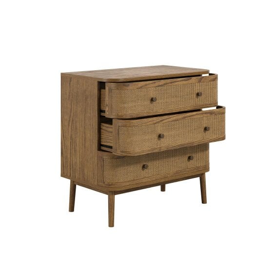 Wyld Haus Pasadena Natural Wood and Rattan Storage Chest 3 Drawers