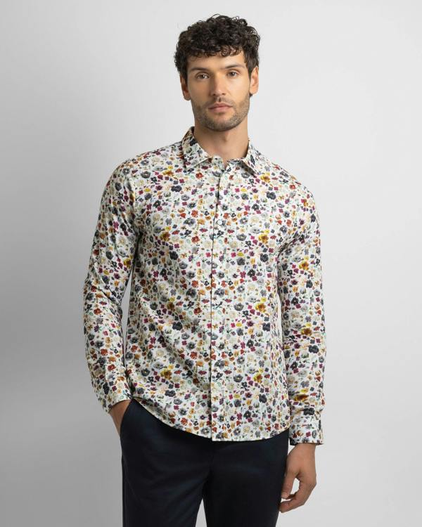Steel & Jelly Limited Edition White Multi Floral Slim Fit Shirt