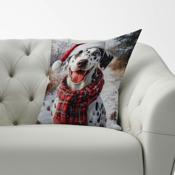 Warren Reed Christmas Dalmatian Cushion